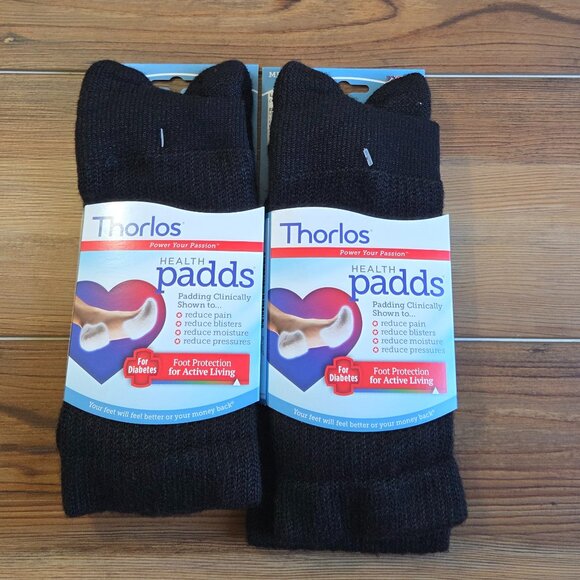 Thorlo 2 Pack Men's Moderate Cushion Health Padds Diabetic Crew Socks - Picture 1 of 4